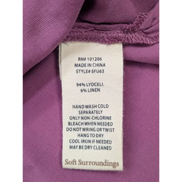 Soft Surroundings Button Front Top Womens 3X Lyocell Linen Peasant Sleeve - Picture 3 of 10